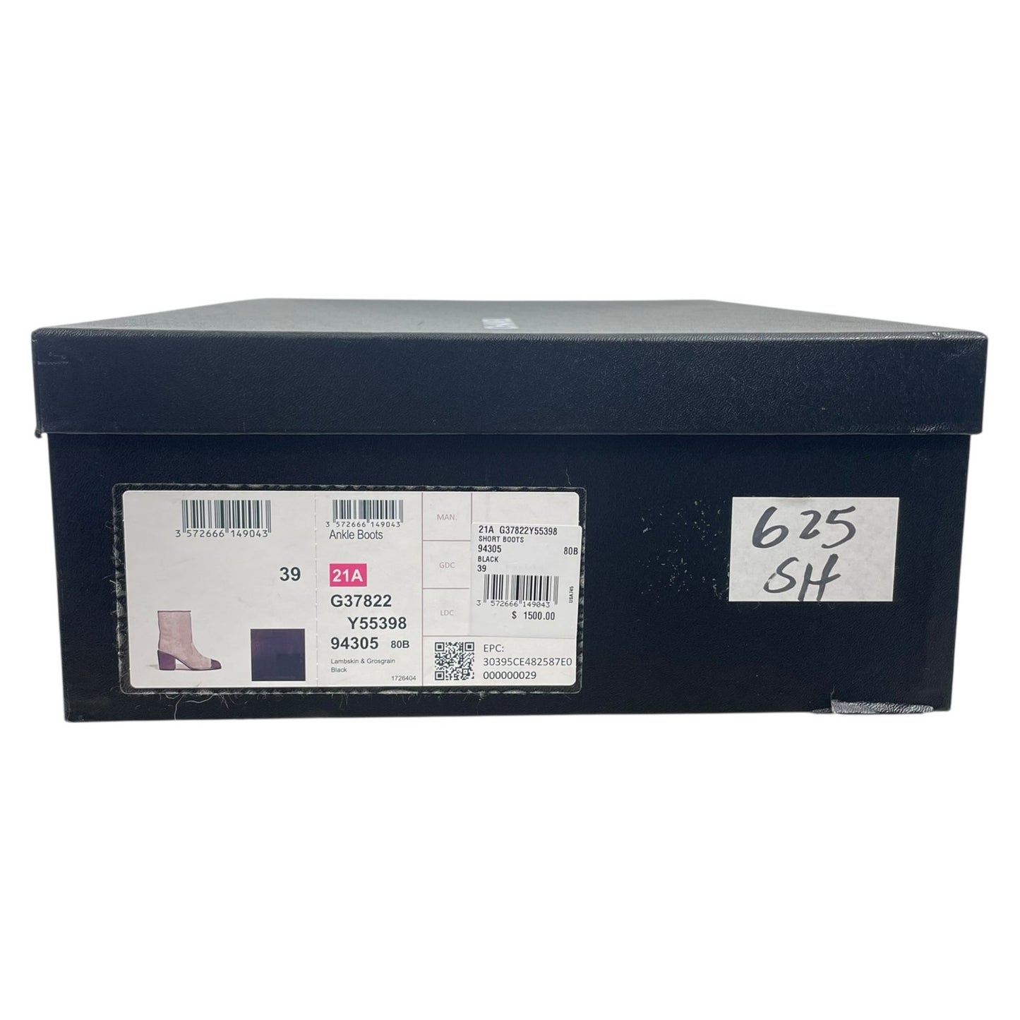 Chanel Coco Mark Logo Cap Toe Chain Short Leather Boots Black Size 39