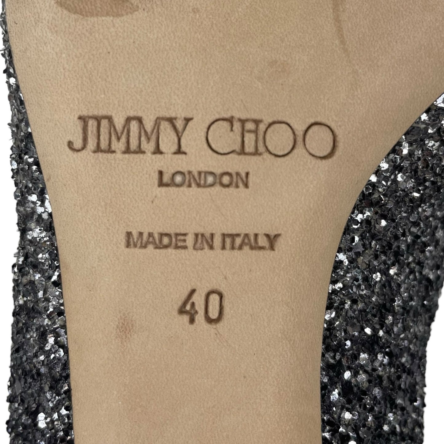 Jimmy Choo Romy 40mm Glitter Pumps Pointed Toe Ombre Silver Black Size 40