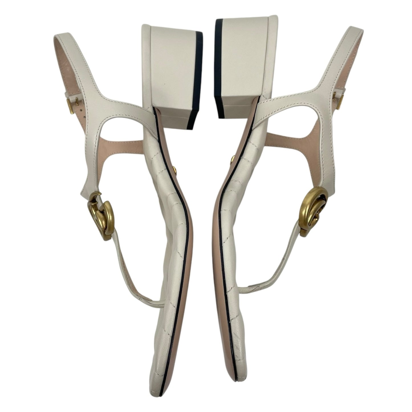 NEW Gucci Marmont GG Thong Slingback Heel Sandals Mystic White Size 40