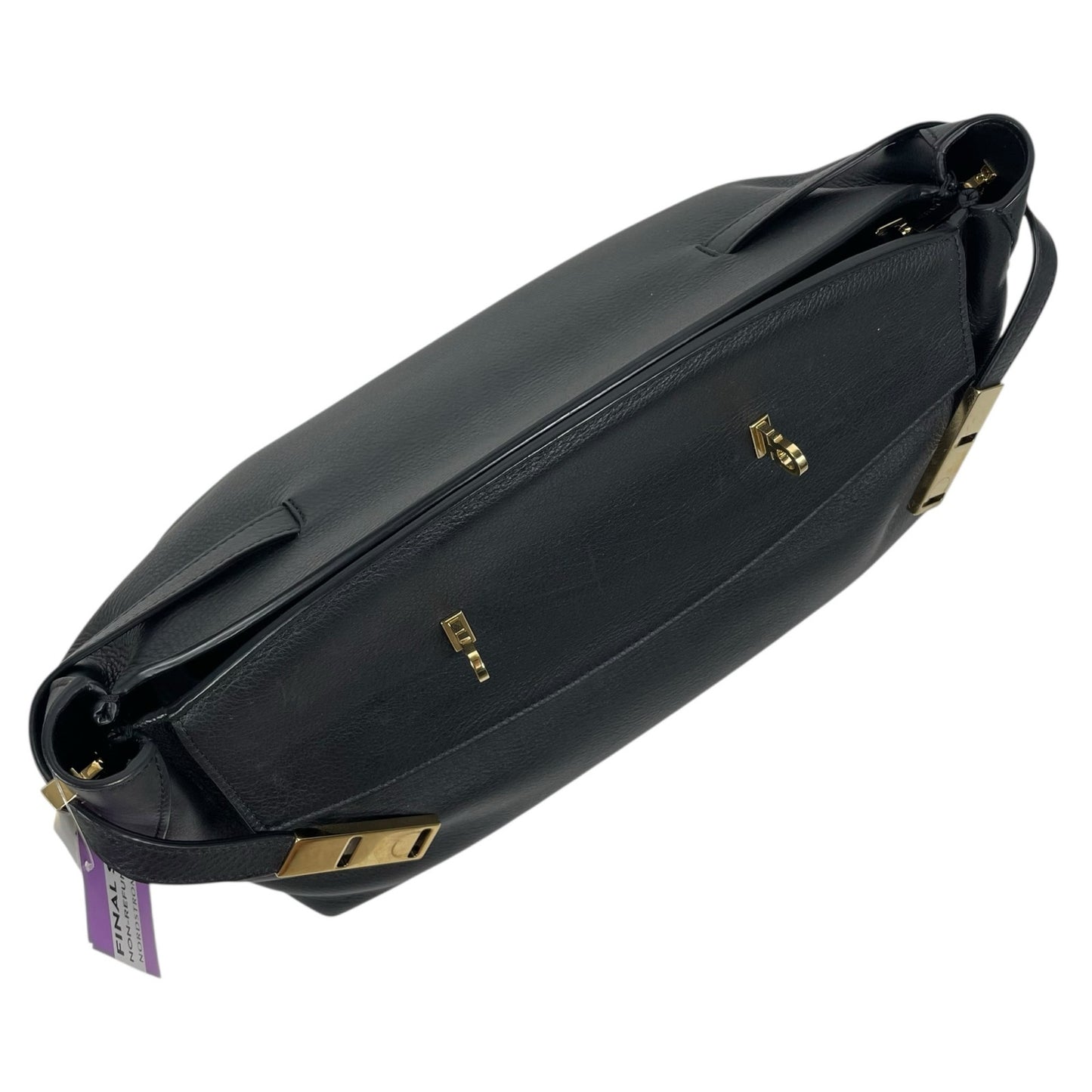 Salvatore Ferragamo Hug Soft Crossbody Bag Large Clutch Black Leather