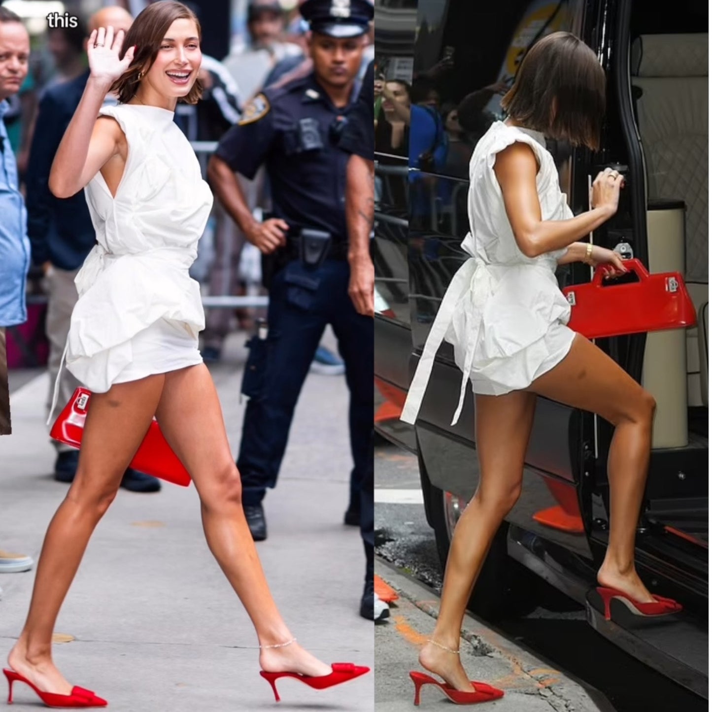 Manolo Blahnik Maysale 70mm Red Buckle Mules Fabric Size 40 Hailey Bieber