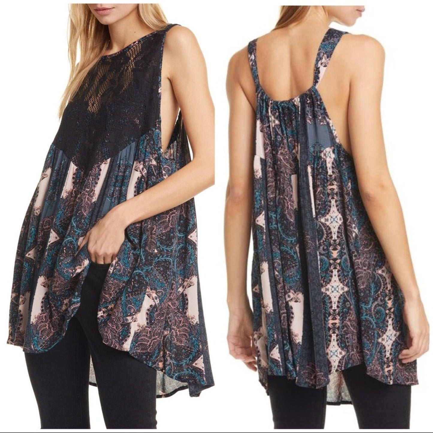 Free People Count Me In Trapeze Mini Dress Black Size XS