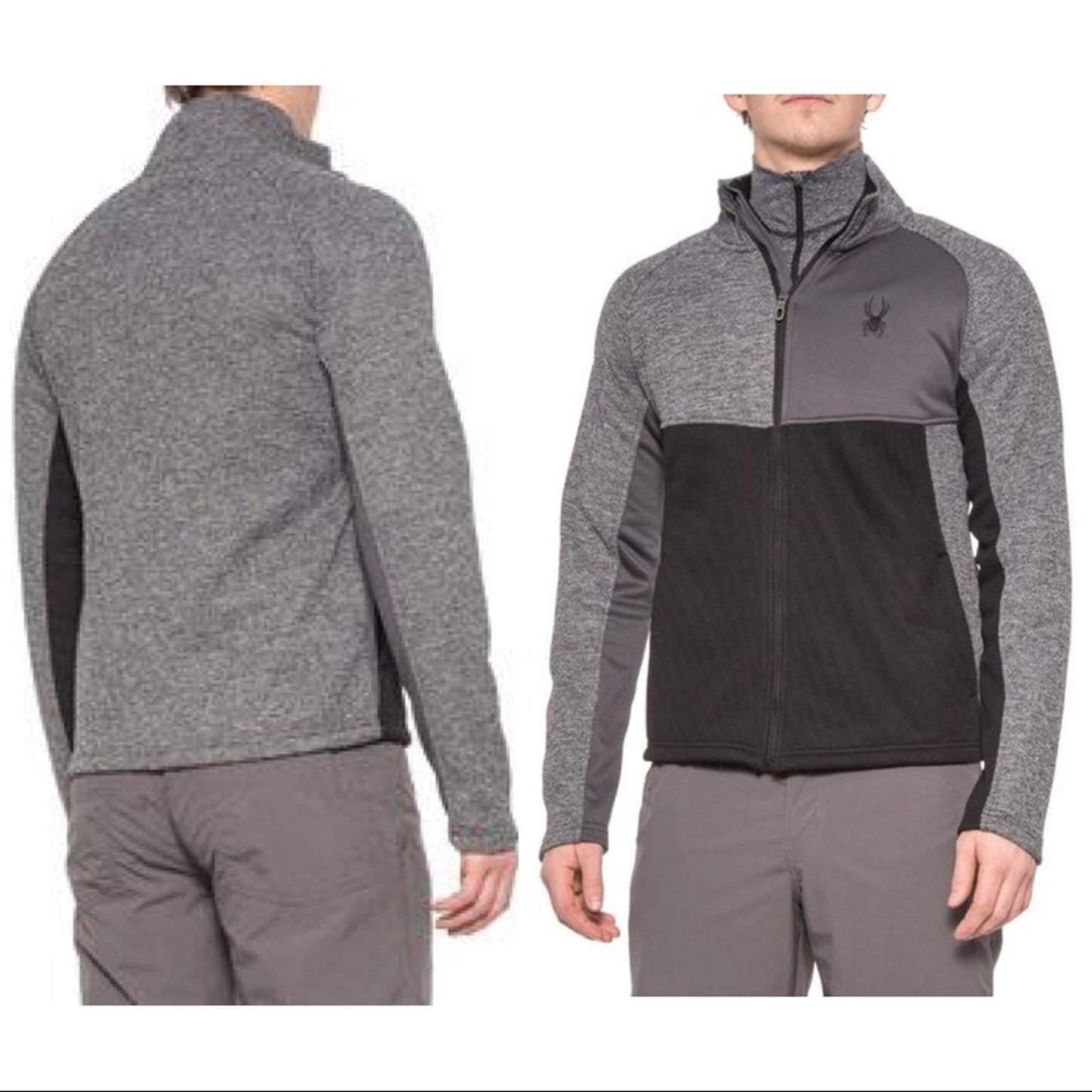 Spyder Heath Colorblock Zip Jacket Black Gray Size M