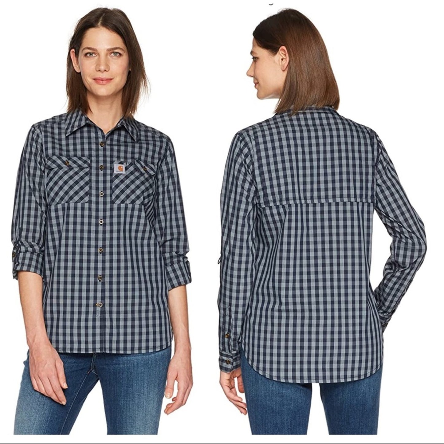 Carhartt Force Ridgefield Plaid Check Shirt dark Indigo Size XS