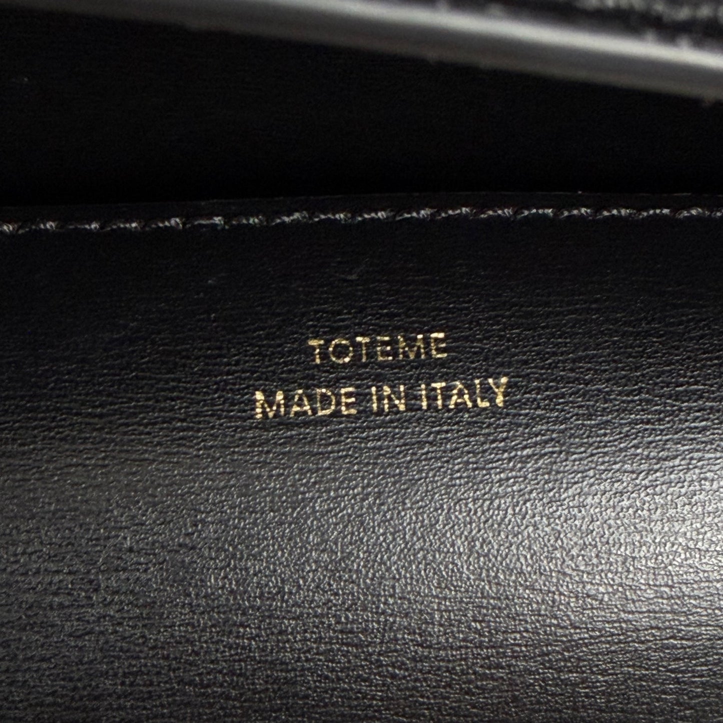 Toteme T Lock Leather Top Handle Satchel Bag Black Gold