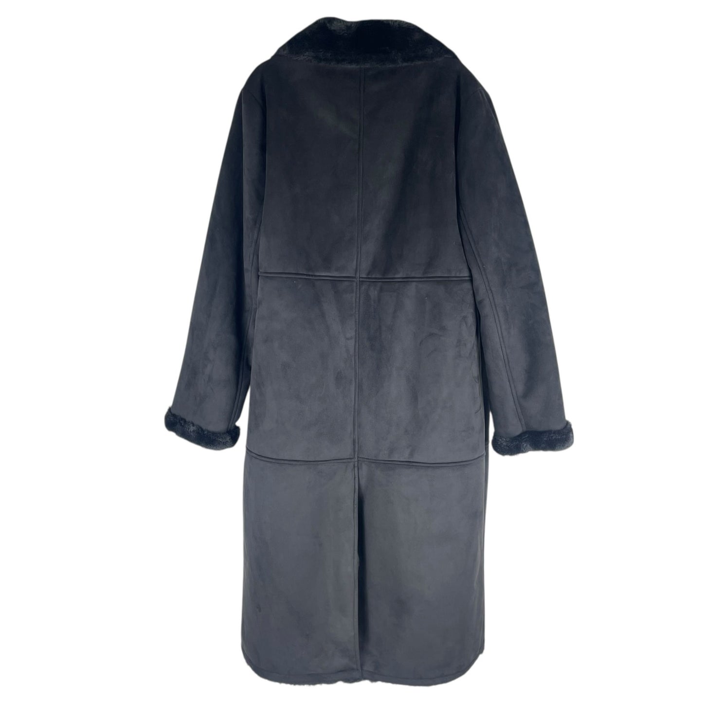 Lauren Ralph Lauren Double Breasted Faux Shearling Coat Black Size XL