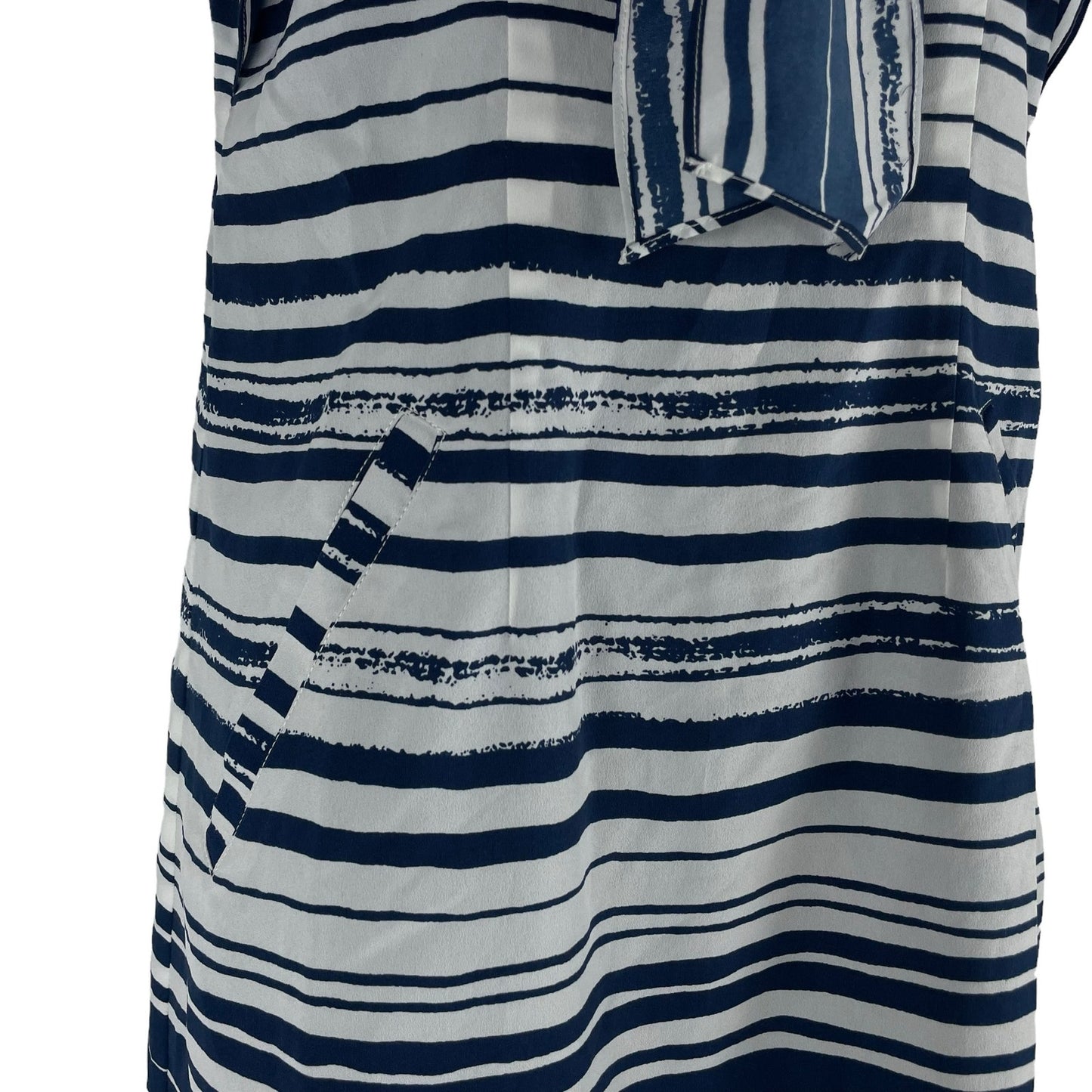 CAbi Nautical Stripe Mini Sun Dress Front Knot Blue White Size XS