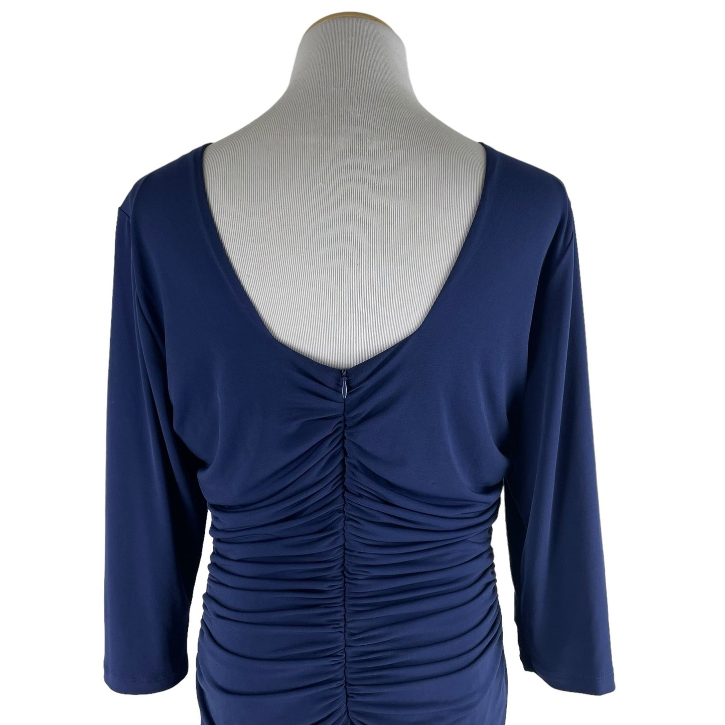 Kiyonna Square Neck Ruched Cocktail Dress Blue Plus Size Size 1/ 1X