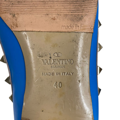 Valentino Garavani Rockstud Two Tone Poined Toe Flats Blue Pink Size 40