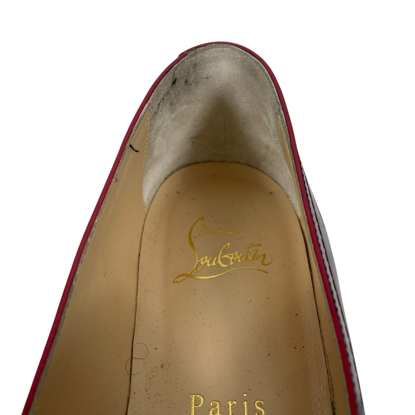 Christian Louboutin Mocalaureat Leather Penny Loafer Black Red Size 36