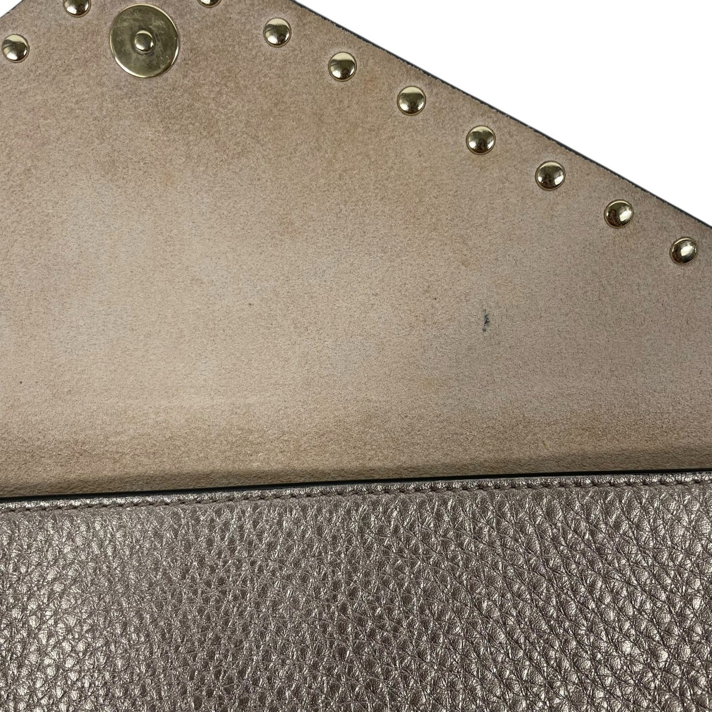 Valentino Garavani Rockstud Large Metallic Envelop Clutch Bag Bronze