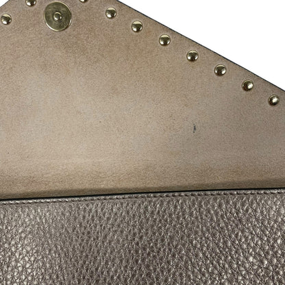 Valentino Garavani Rockstud Large Metallic Envelop Clutch Bag Bronze