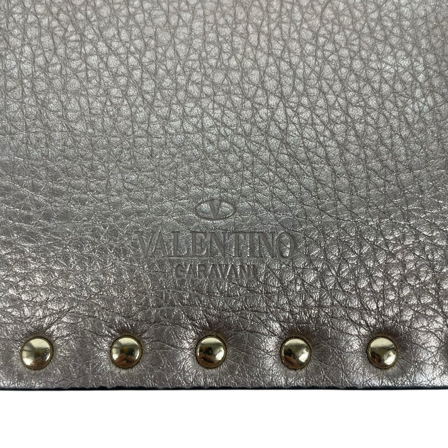 Valentino Garavani Rockstud Large Metallic Envelop Clutch Bag Bronze