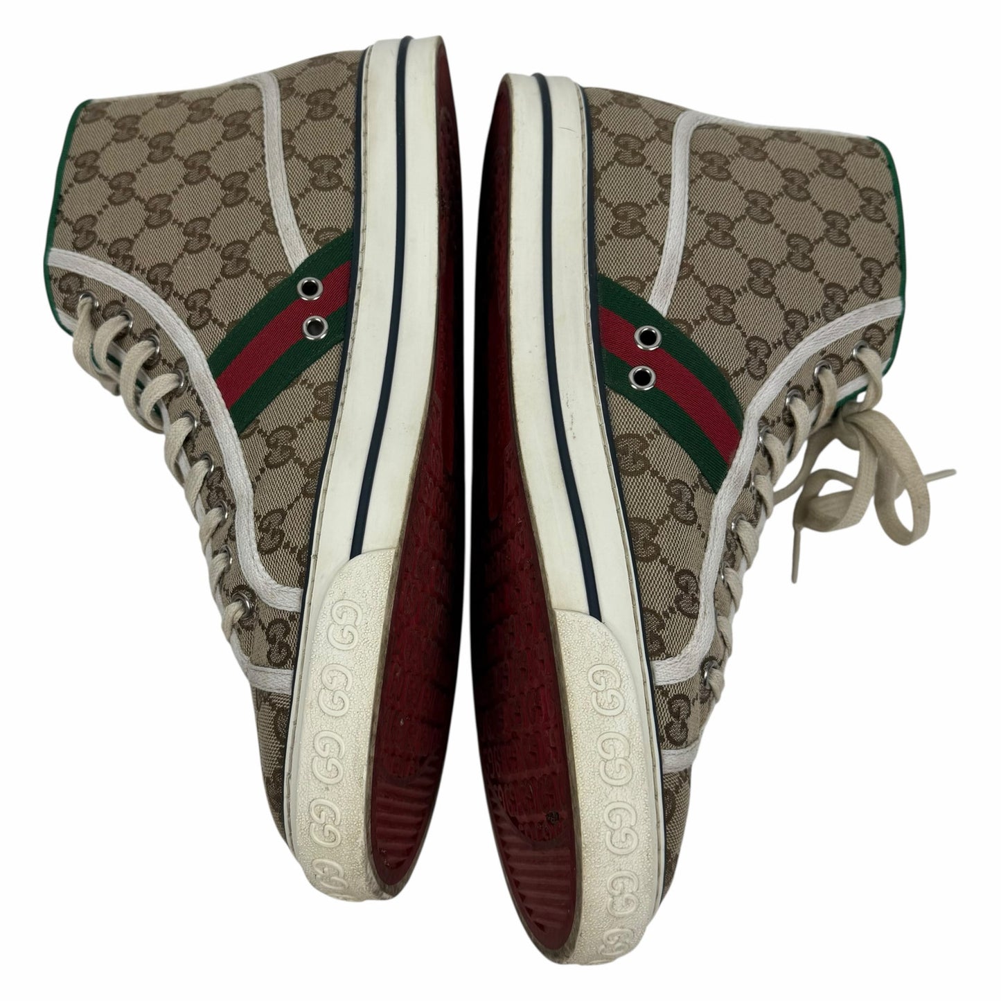 Gucci GG 1977 Tennis Sneakers Lace Up Beige Ebony Original Size 11.5/ 12
