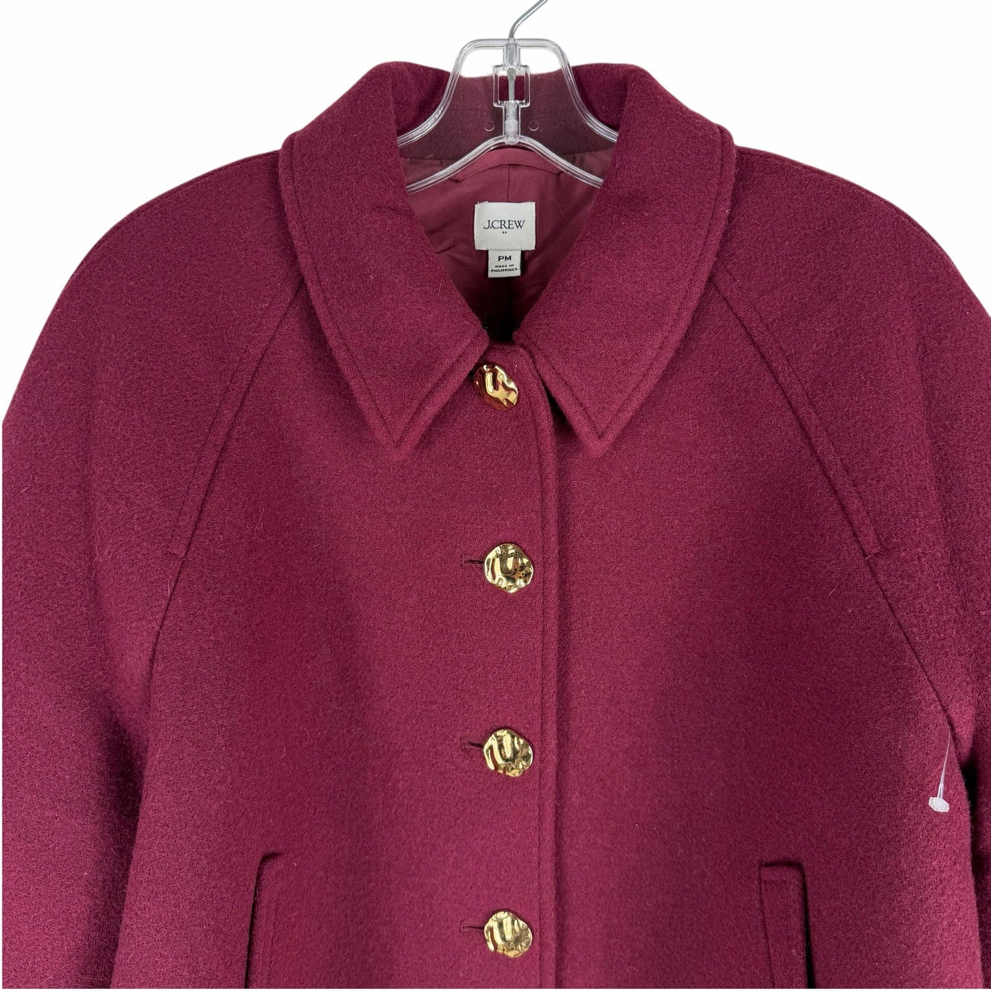J. Crew Cropped Wool Blend Swing Coat Vintage Burgundy Size M Petite