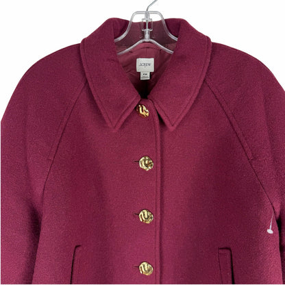 J. Crew Cropped Wool Blend Swing Coat Vintage Burgundy Size M Petite