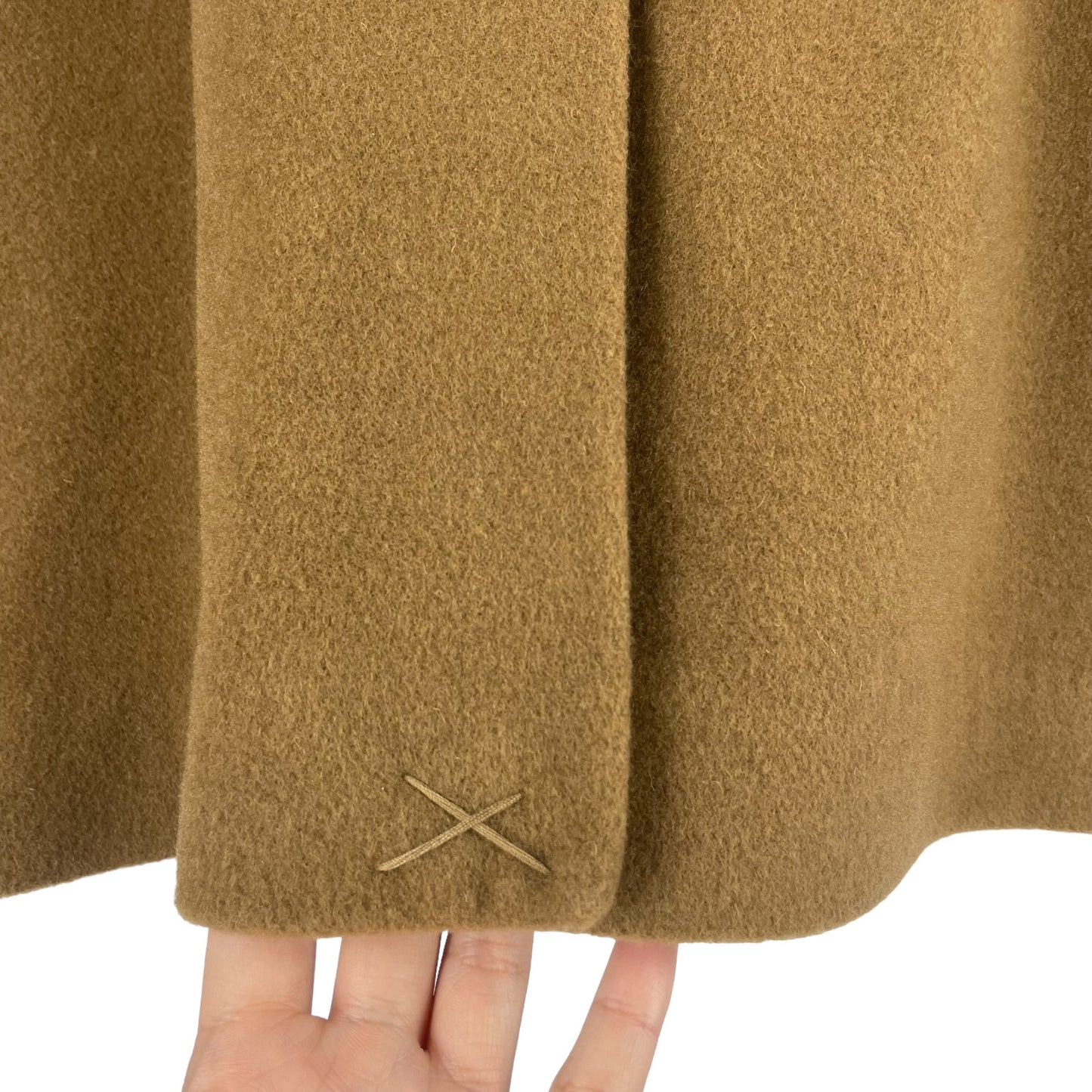 Cole Haan Cashmere Blend Topper Coat Leather Trim Camel Size L