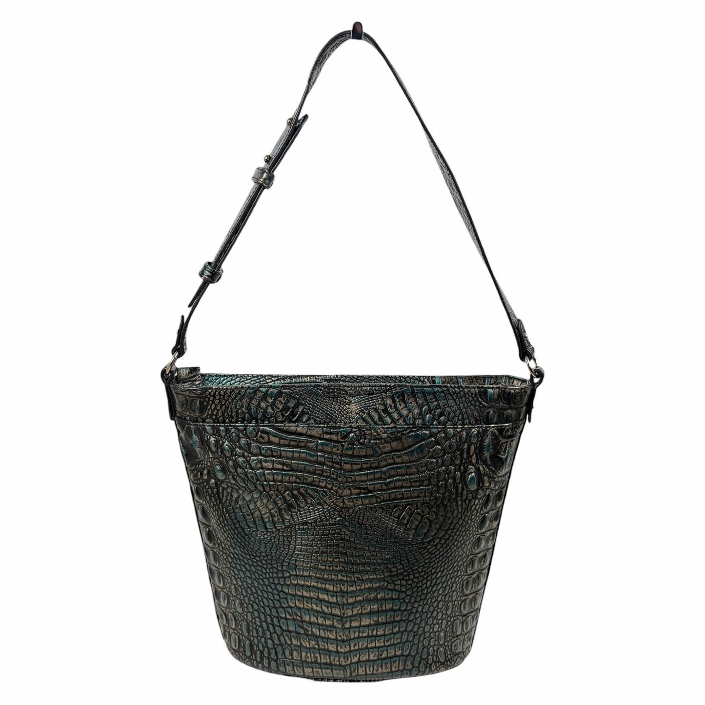 Brahmin Quinn Agata Melbourne Bucket Bag Metallic Green