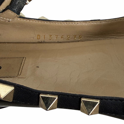 Valentino Garavani Rockstud Caged Leather Ballet Flats Black Size 38