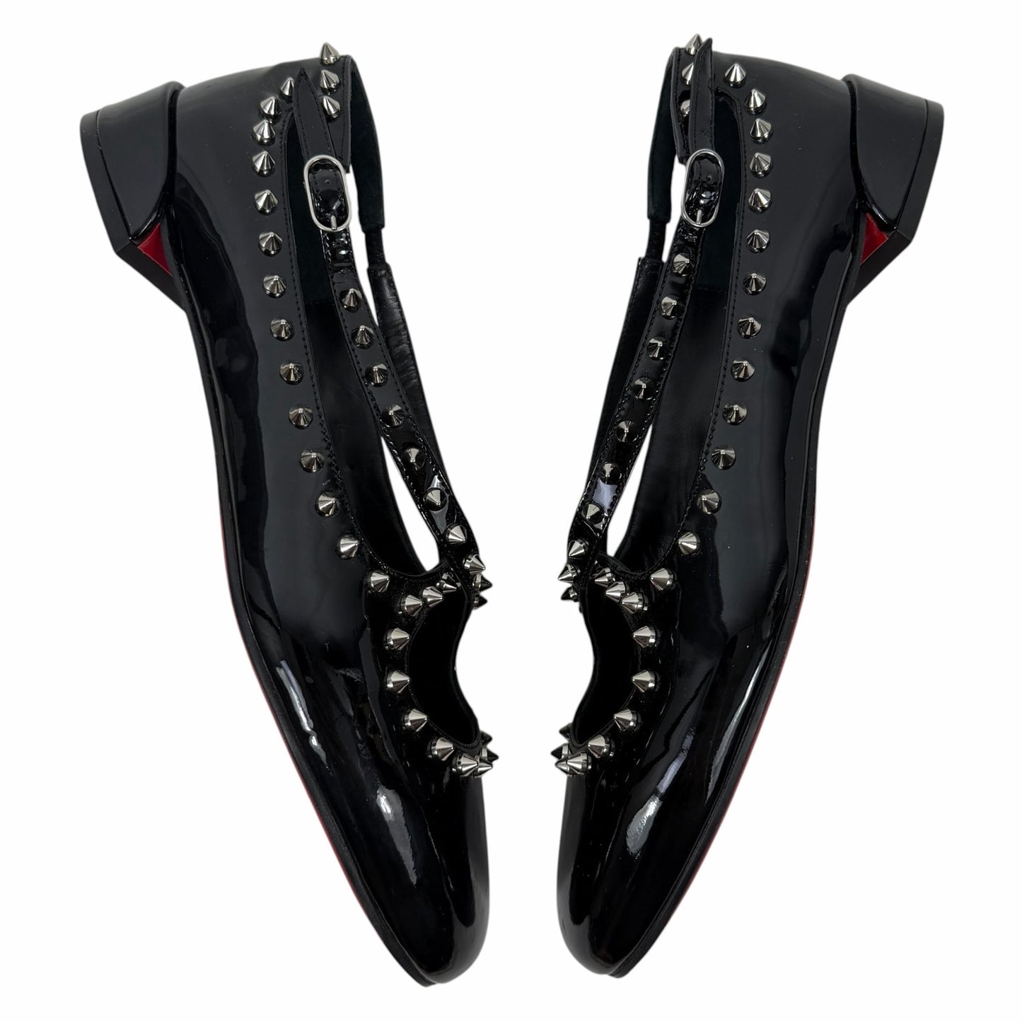 Christian Louboutin Pilouta Jane Spiked Patent Flats Black Size 36.5