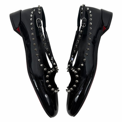 Christian Louboutin Pilouta Jane Spiked Patent Flats Black Size 36.5