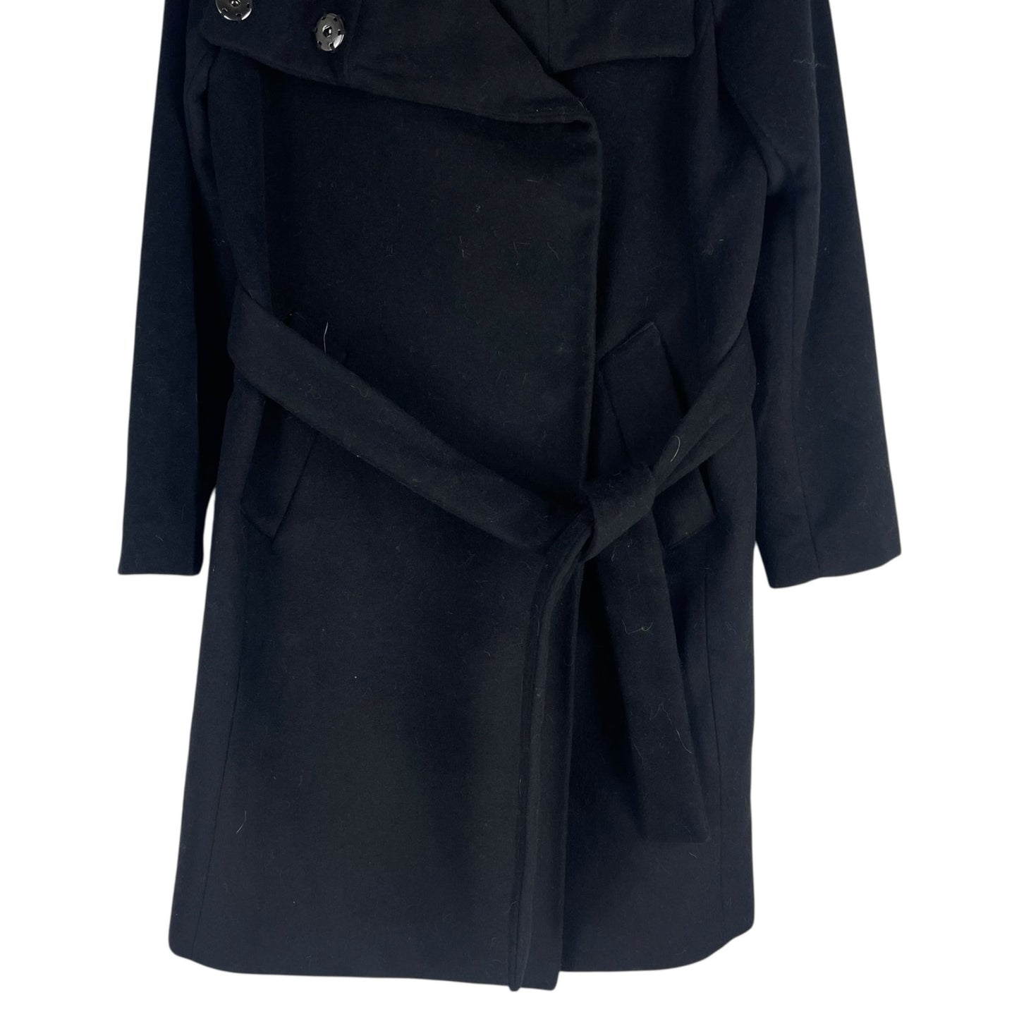 Ann Taylor Funnel Neck Wool Blend Belted Coat Black Size XSP