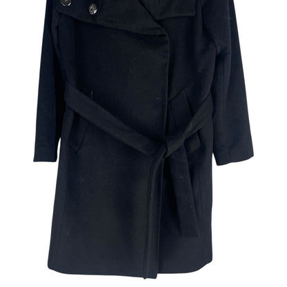 Ann Taylor Funnel Neck Wool Blend Belted Coat Black Size XSP