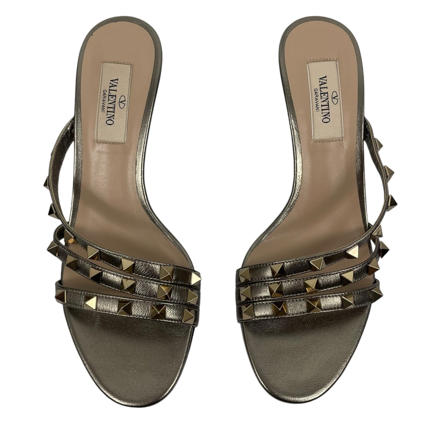 Valentino Garavani Rockstud Asymmetrical 60mm Sandal Bronze Size 36.5