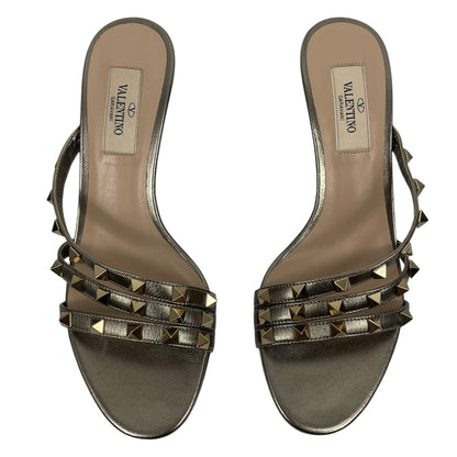 Valentino Garavani Rockstud Asymmetrical 60mm Sandal Bronze Size 36.5