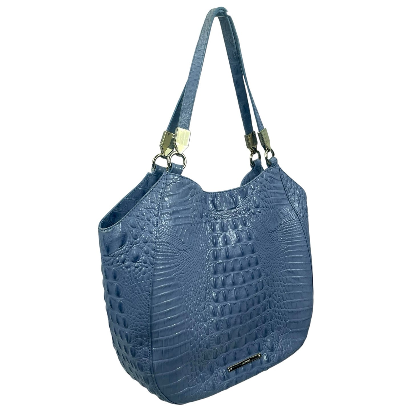 Brahmin Marianna Melbourne Leather Tote Bag Periwinkle Blue Croc Embossed