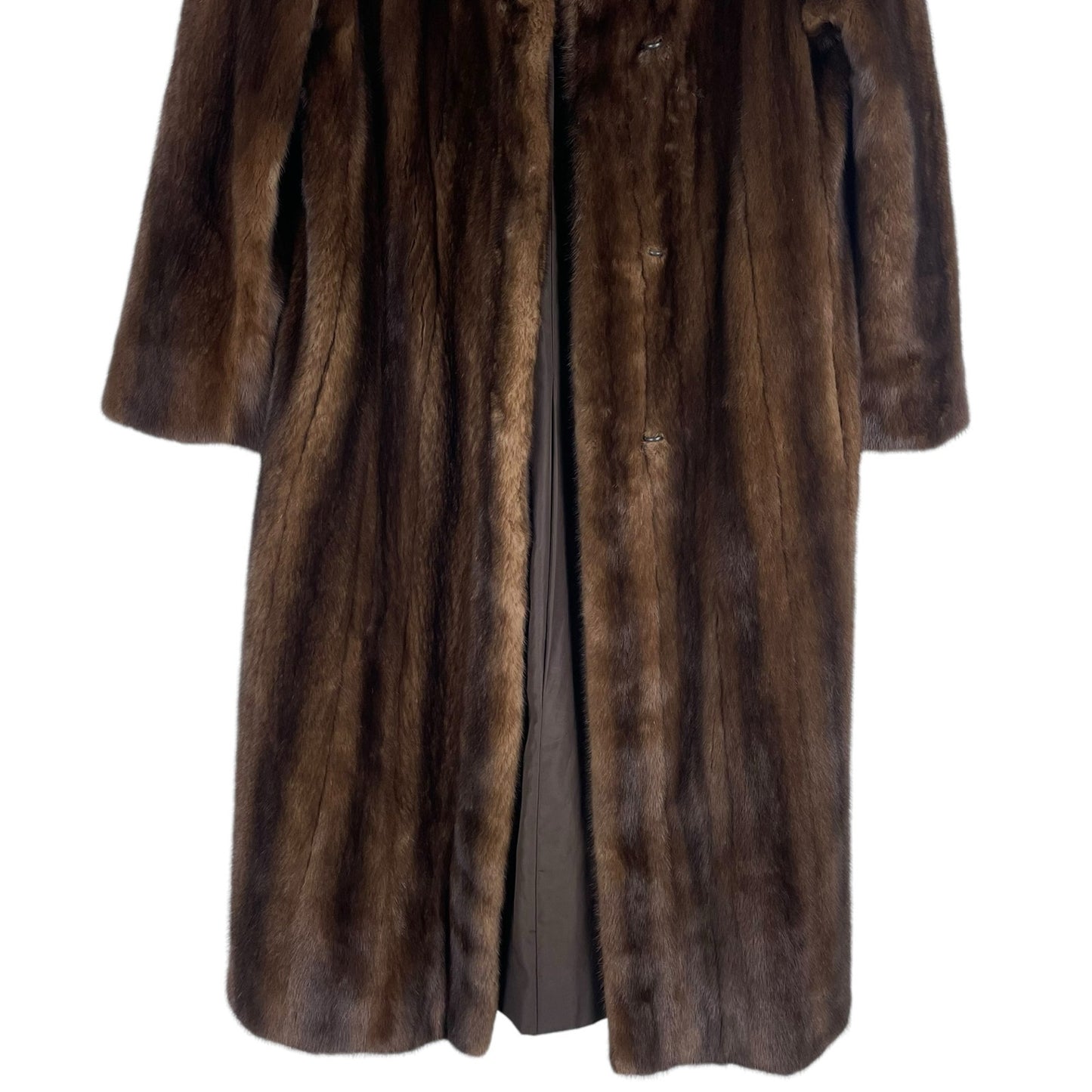 Vintage Nafia Real Mink Fur Long Coat Full Length Brown Size 8