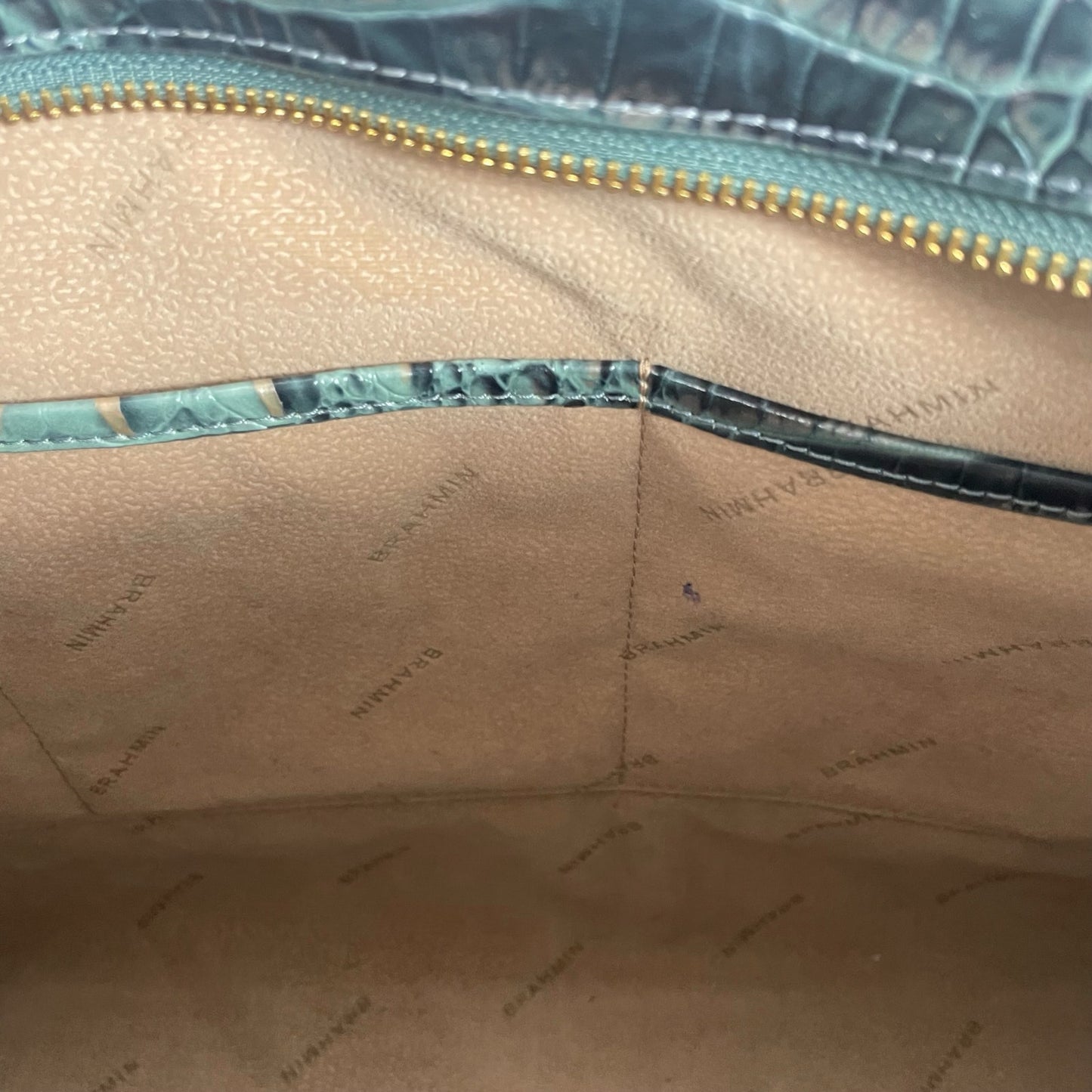 Brahmin Medium Irene Tote Bag Obsidian Melbourne Green Leather Croc Emboss