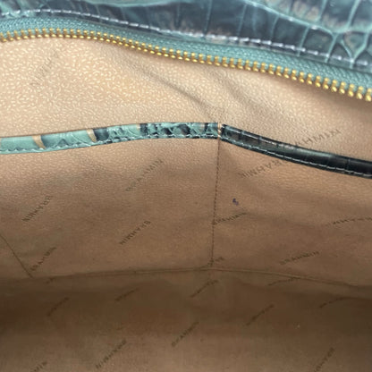 Brahmin Medium Irene Tote Bag Obsidian Melbourne Green Leather Croc Emboss