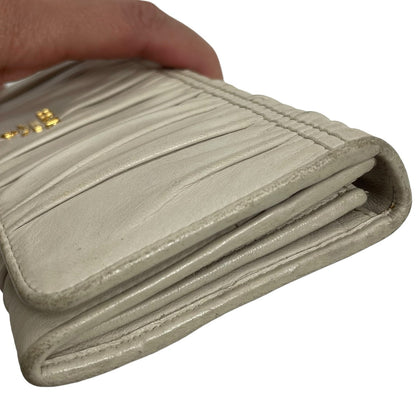 Prada Nappa Leather Gather Long Trifold Wallet Cera Cream Logo