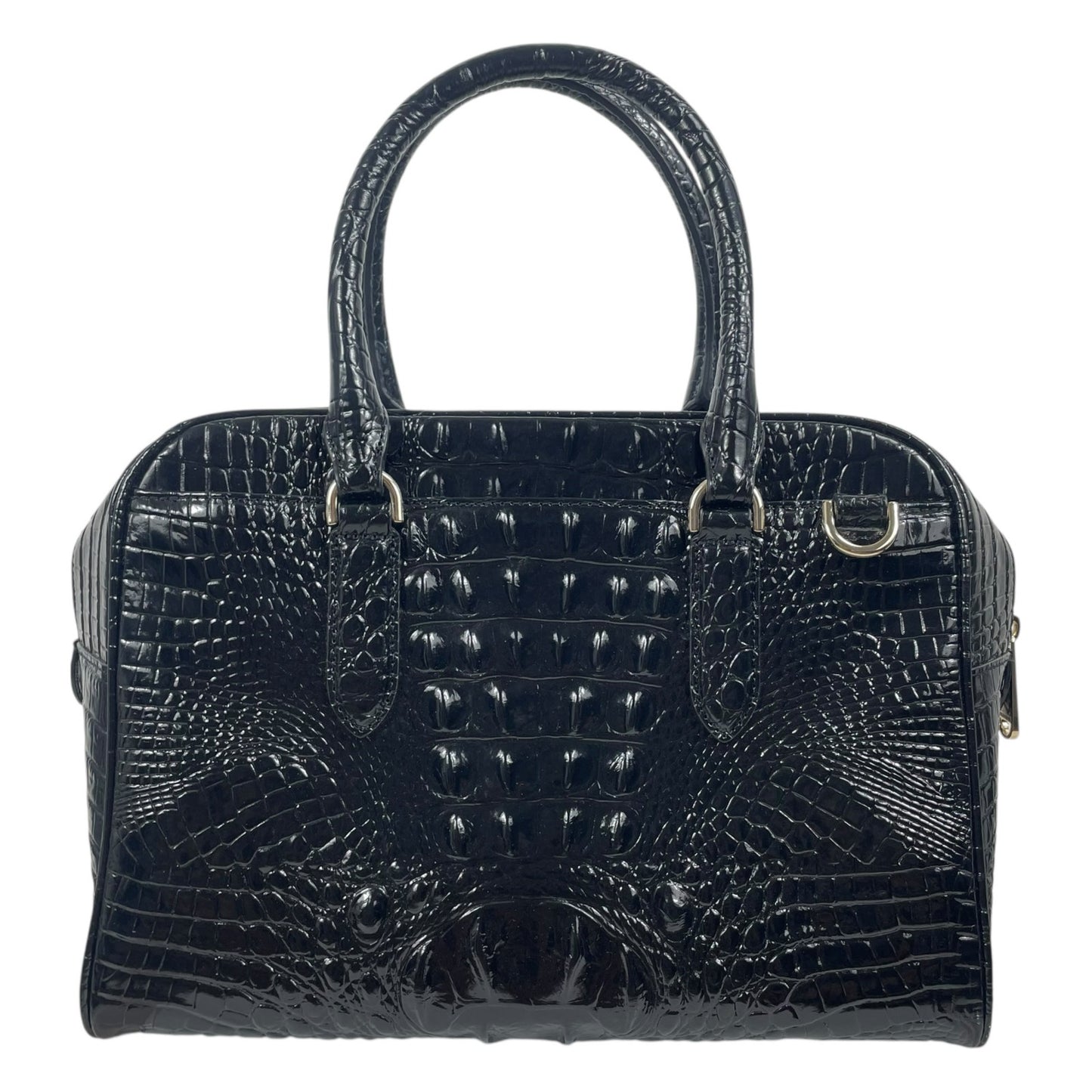 Brahmin Marissa Leather Satchel Bag Black Alden Road Croc