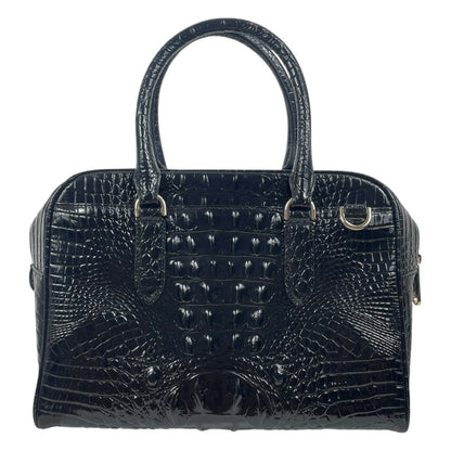 Brahmin Marissa Leather Satchel Bag Black Alden Road Croc