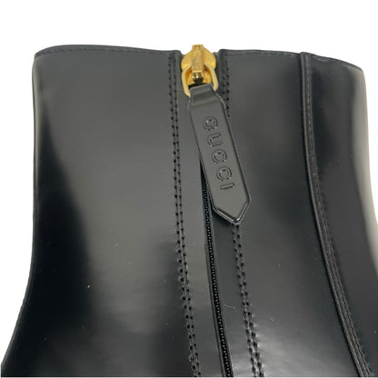 Gucci Magnum Calf Leather Horsebit Lug Sole Boots Black Size 40