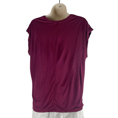 Old Navy Sleeveless Lace Front Boxy Top Soft Jersey Burgundy Size S