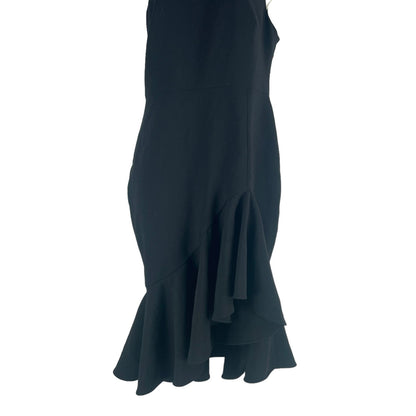Likely Rollins One Shoulder Flounce Hem Black Cocktail Dress Size 8