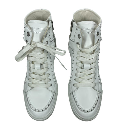 Zadig & Voltaire High Flash Studded Leather High Top Sneaker White Size 40