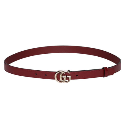 Gucci GG Logo Marmont Thin Leather Belt Rosso Ancora Red Size 100/40