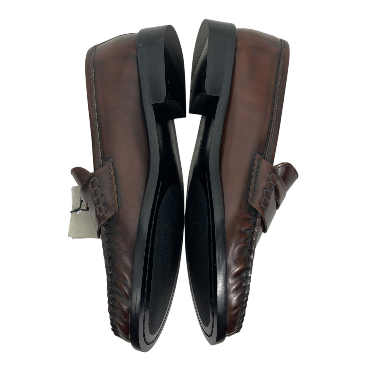 Mango Gathered Leather Moccasin Loafer Cognac Brown Size 40
