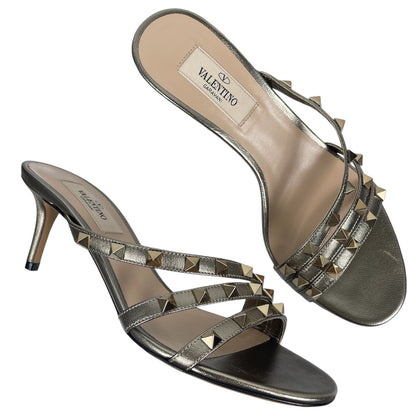 Valentino Garavani Rockstud Asymmetrical 60mm Sandal Bronze Size 36.5