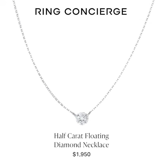 Ring Concierge Half Carat Floating Diamond Necklace 14K White Gold