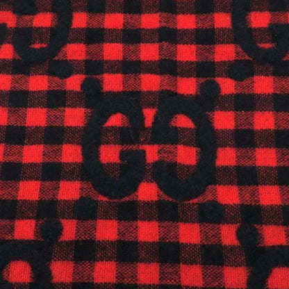 Gucci Diamcheck GG Logo Monogram Wool Jacquard Scarf Red Black 94"x 14"