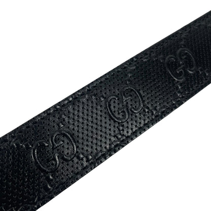 Gucci Black Perforated GG Logo Embossed Leather Belt Size 110/44