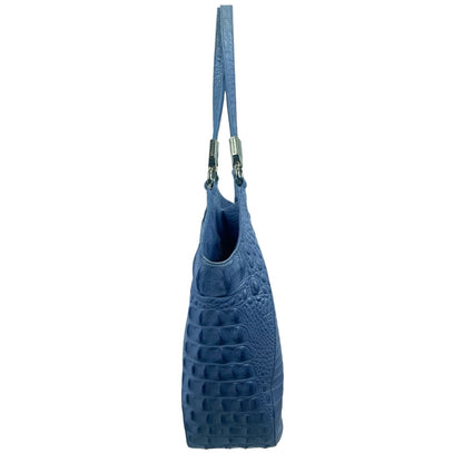 Brahmin Marianna Melbourne Leather Tote Bag Periwinkle Blue Croc Embossed