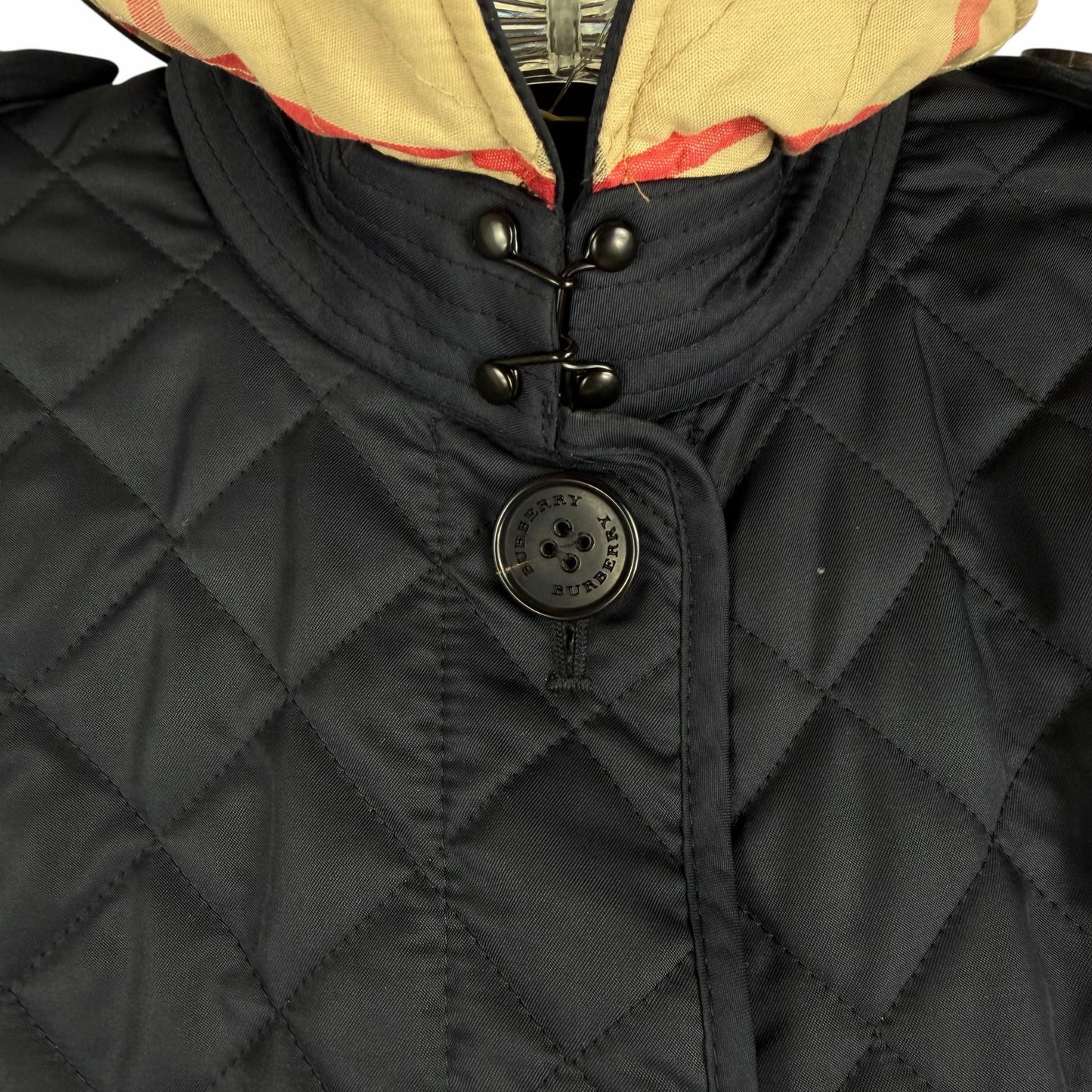 Burberry Ashurst Diamond Quilted Jacket Check Lining Dark Blue Size XS