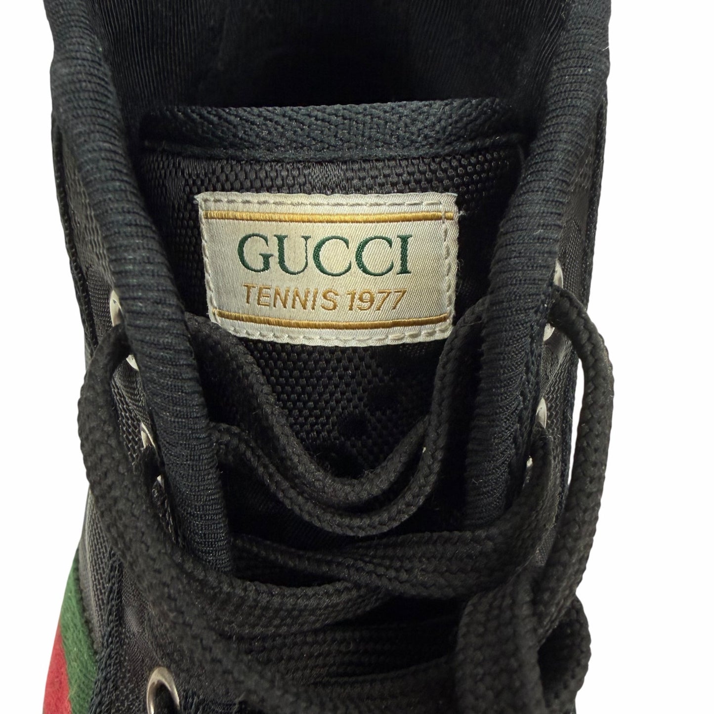 Gucci Off the Grid High Top Sneakers 1977 Tennis Shoes Black Men Size 10.5/US 11