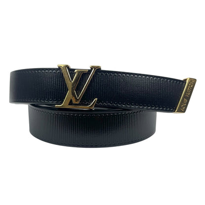 Louis Vuitton LV Initiale 20mm Leather Belt Black Gold Buckle Size 75/30